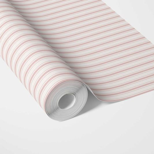 Geometric Striped Traditional Wallpaper (Blush Pink)