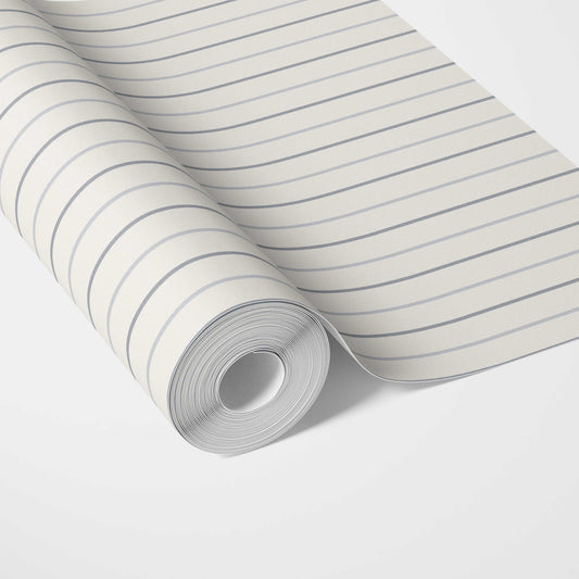 Neutral Geometric Striped Traditional Wallpaper (Cream/ White/ Gray)
