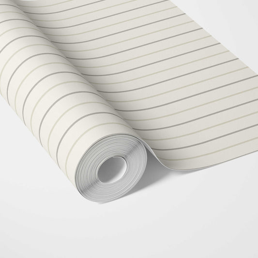 Neutral Geometric Striped Traditional Wallpaper (Sage Gray/ Beige/ Cream)