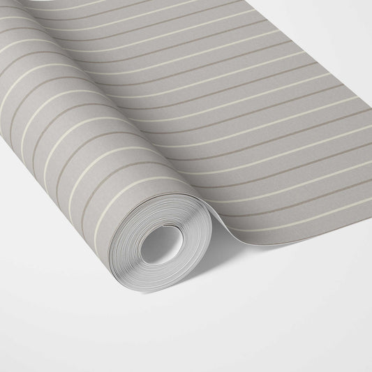 Neutral Geometric Striped Traditional Wallpaper (Gray)