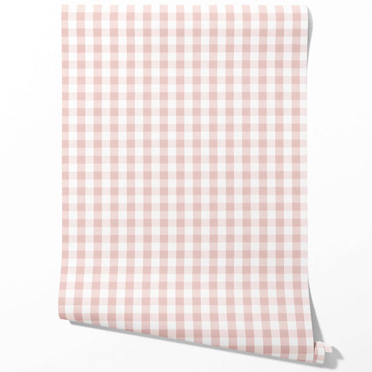 Geometric Gingham Traditional Wallpaper (Pink)