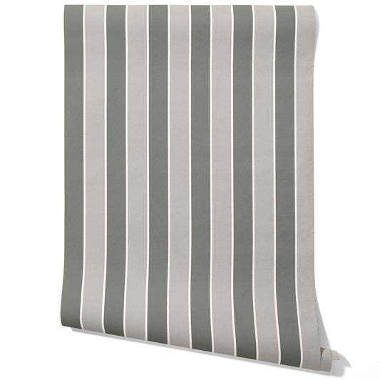 Neutral Geometric Striped Traditional Wallpaper (Gray)
