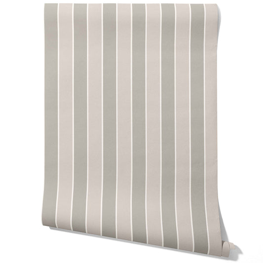 Neutral Geometric Striped Traditional Wallpaper (Gray/ Beige/ Taupe)
