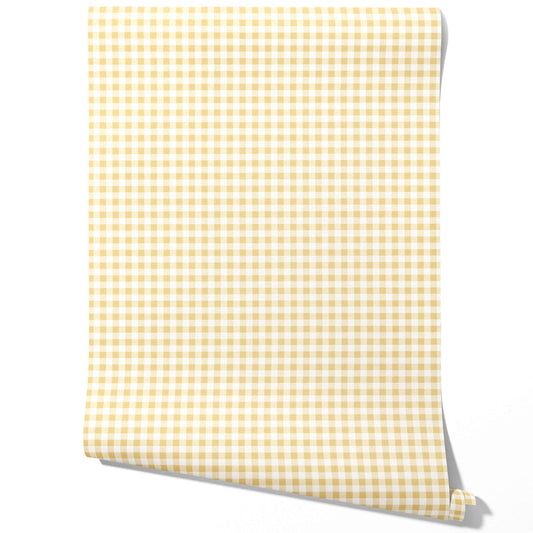 Gingham Checkered Traditional Wallpaper (Yellow)