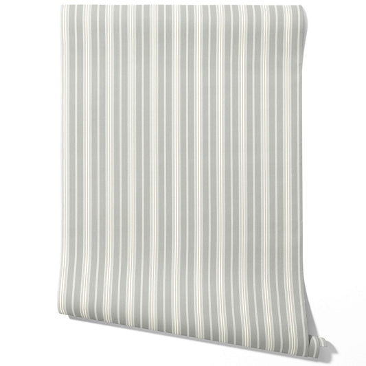 Neutral Geometric Striped Traditional Wallpaper (Gray)