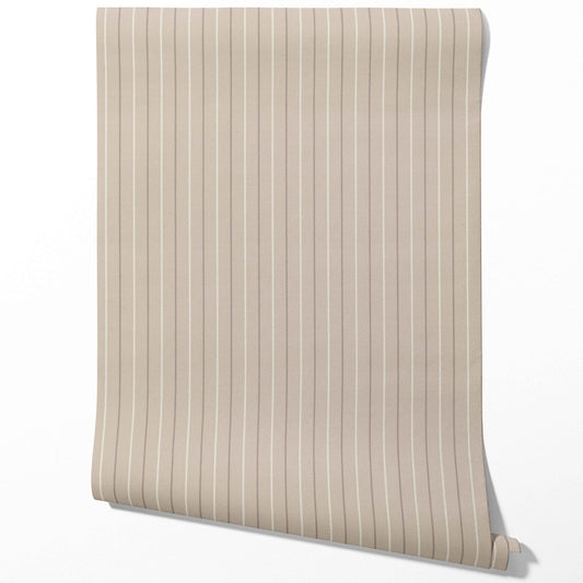 Neutral Geometric Striped Traditional Wallpaper (Neutral Brown/ Beige)