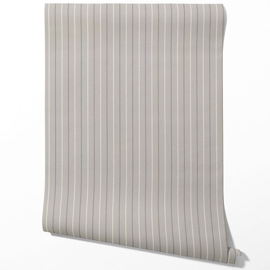 Neutral Geometric Striped Traditional Wallpaper (Gray)