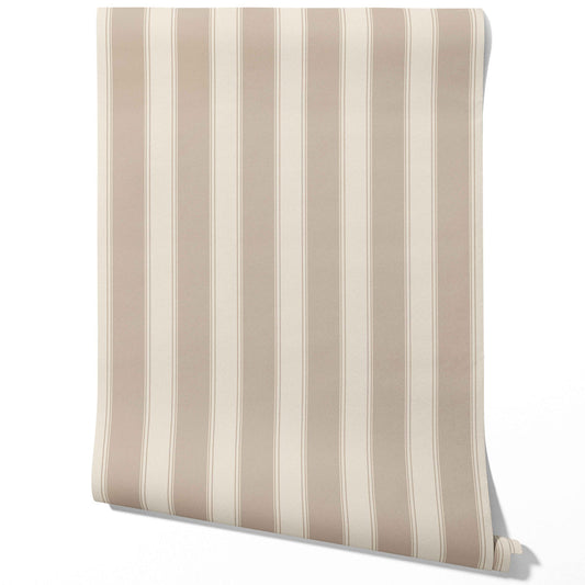Neutral Geometric Striped Traditional Wallpaper (Brown/ Beige)