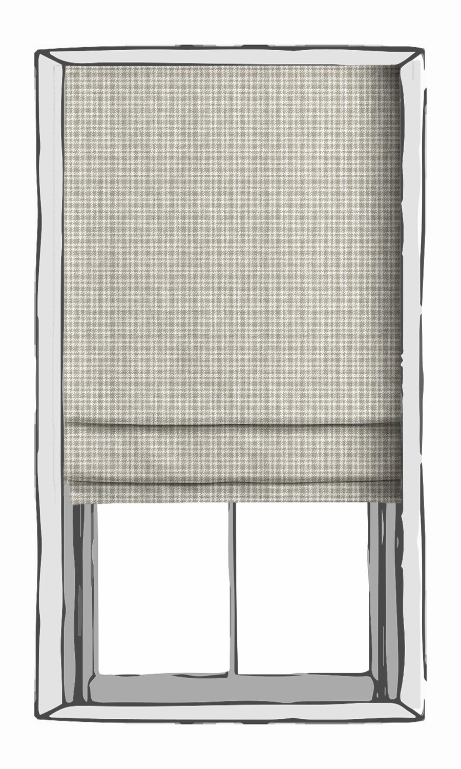 Modern Check Patterned Window Treatments Fabric By the Metre (Warm Grey)