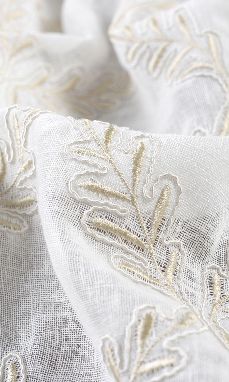 Sheer Floral Embroidered Roman Blinds & Window Shades (White/ Beige)