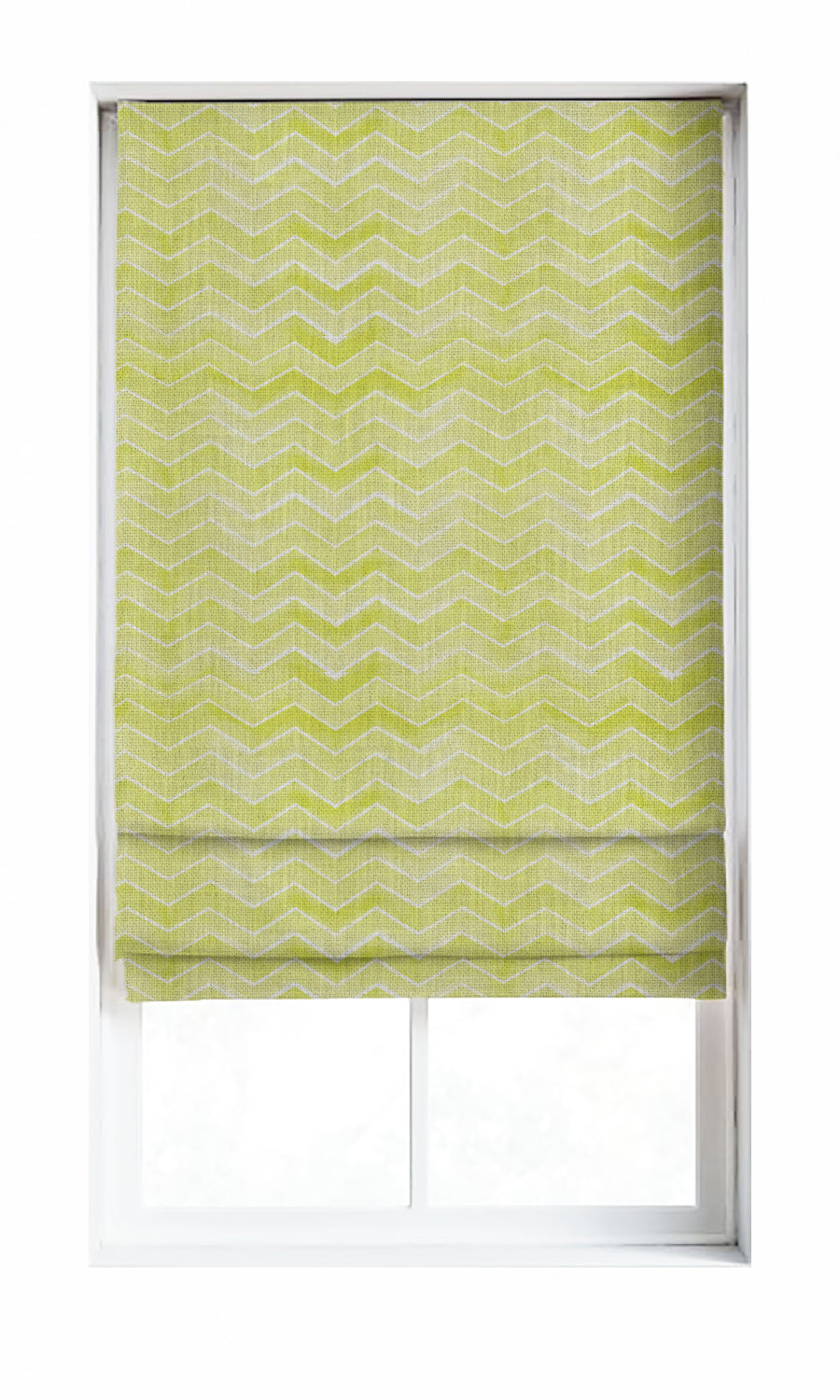 Chevron Print Window Treatments Fabric Sample (Eggshell White/ Pear Green)
