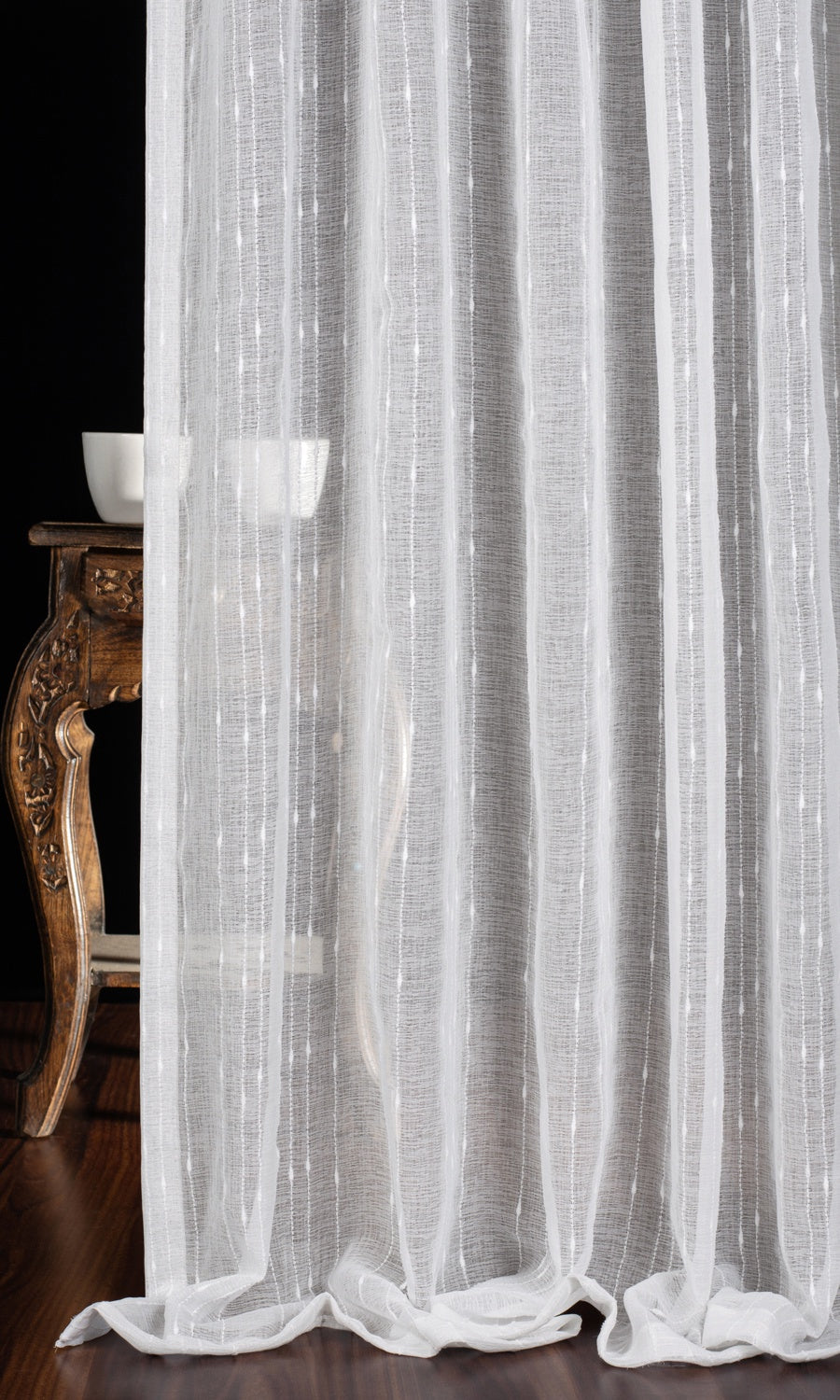 Striped Sheer Flat, Plain, Fake, Faux, European Relaxed Roman Blinds (White)
