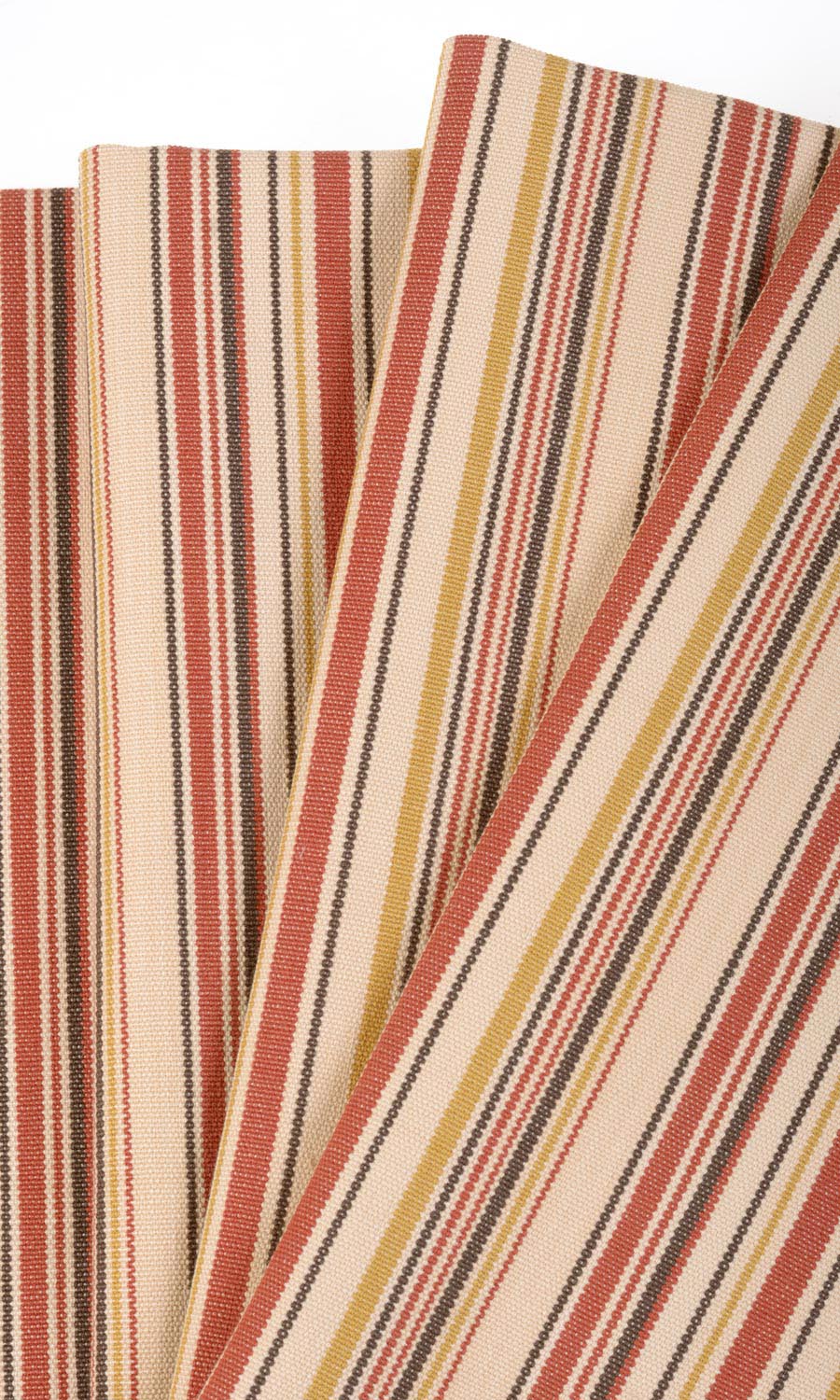 Striped Cotton Free Fabric Material Sample (Beige/ Coral Red)
