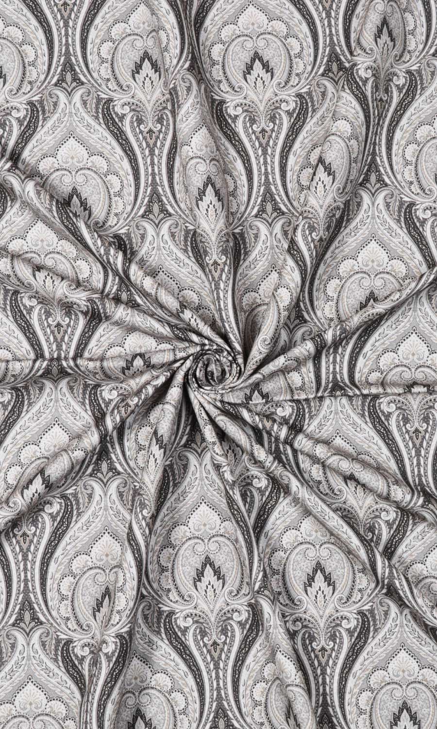 Floral Damask Window Treatments Fabric By the Metre (Grey/ Charcoal)