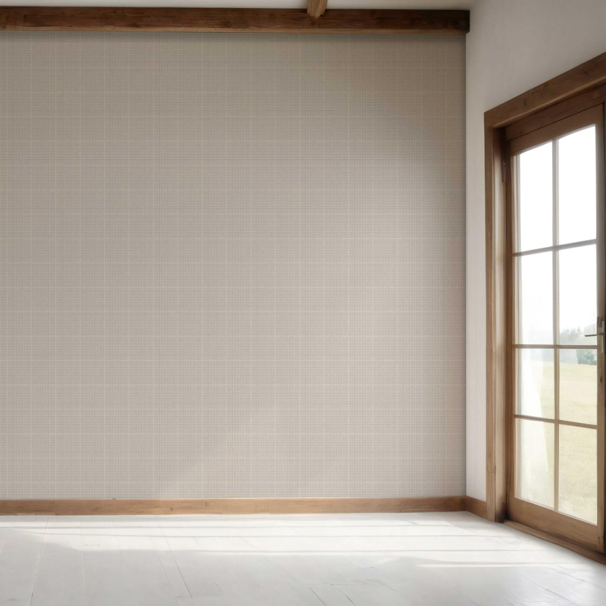 Neutral Textured Check/ Geometric Bedroom Wallpaper (Taupe/ Grey)