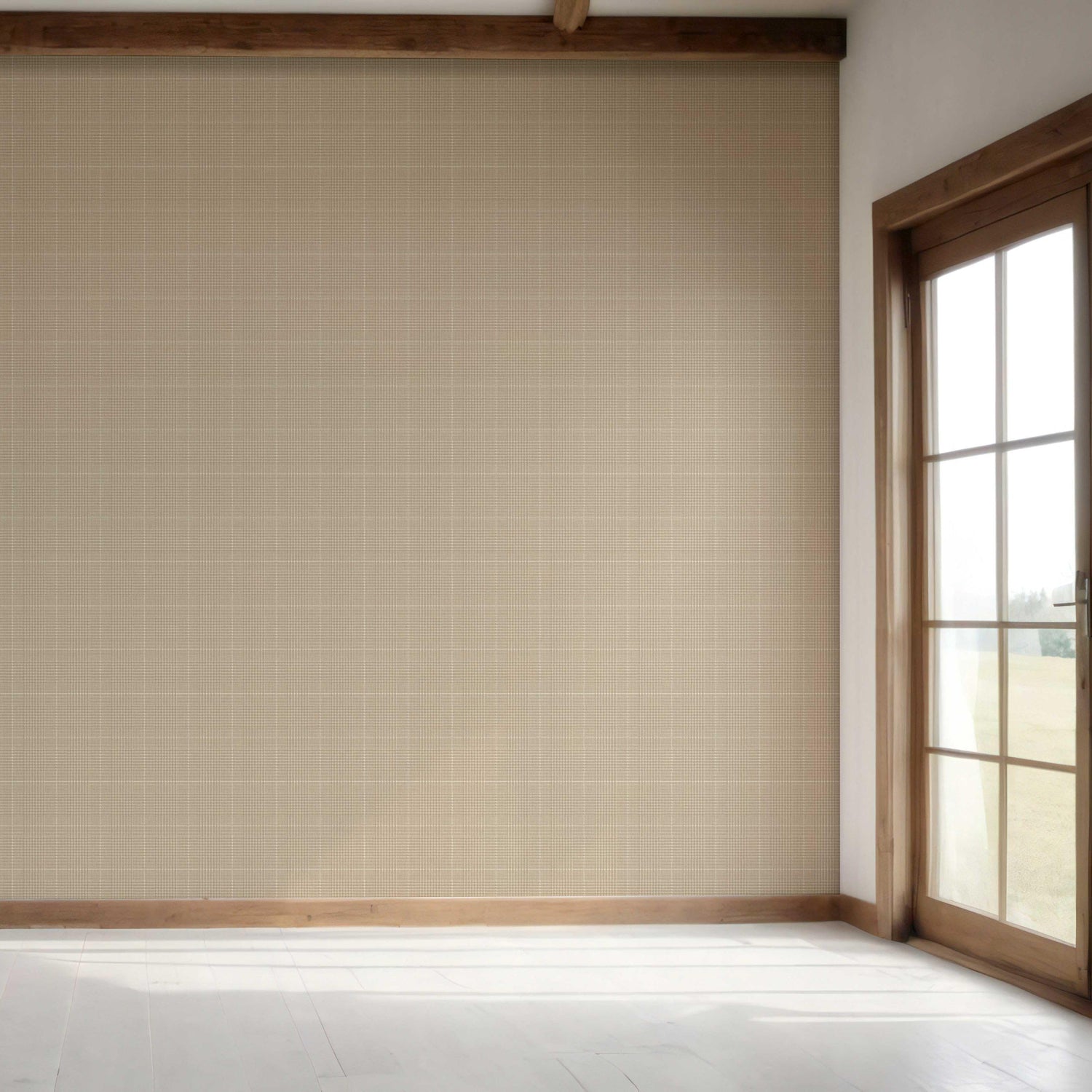 Neutral Textured Check/ Geometric Bedroom Wallpaper (Soft Beige/ Tan)