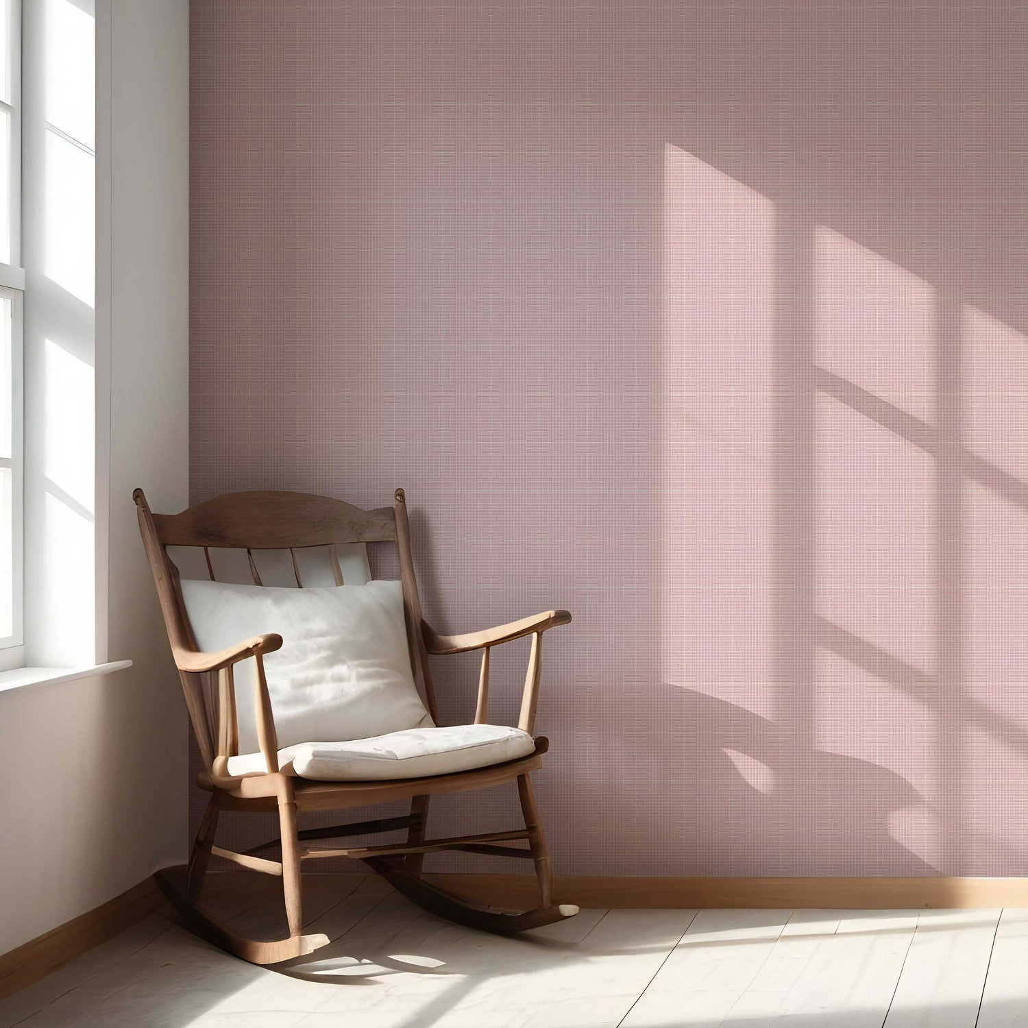 Textured Check/ Geometric Nursery Wallpaper (Pink)