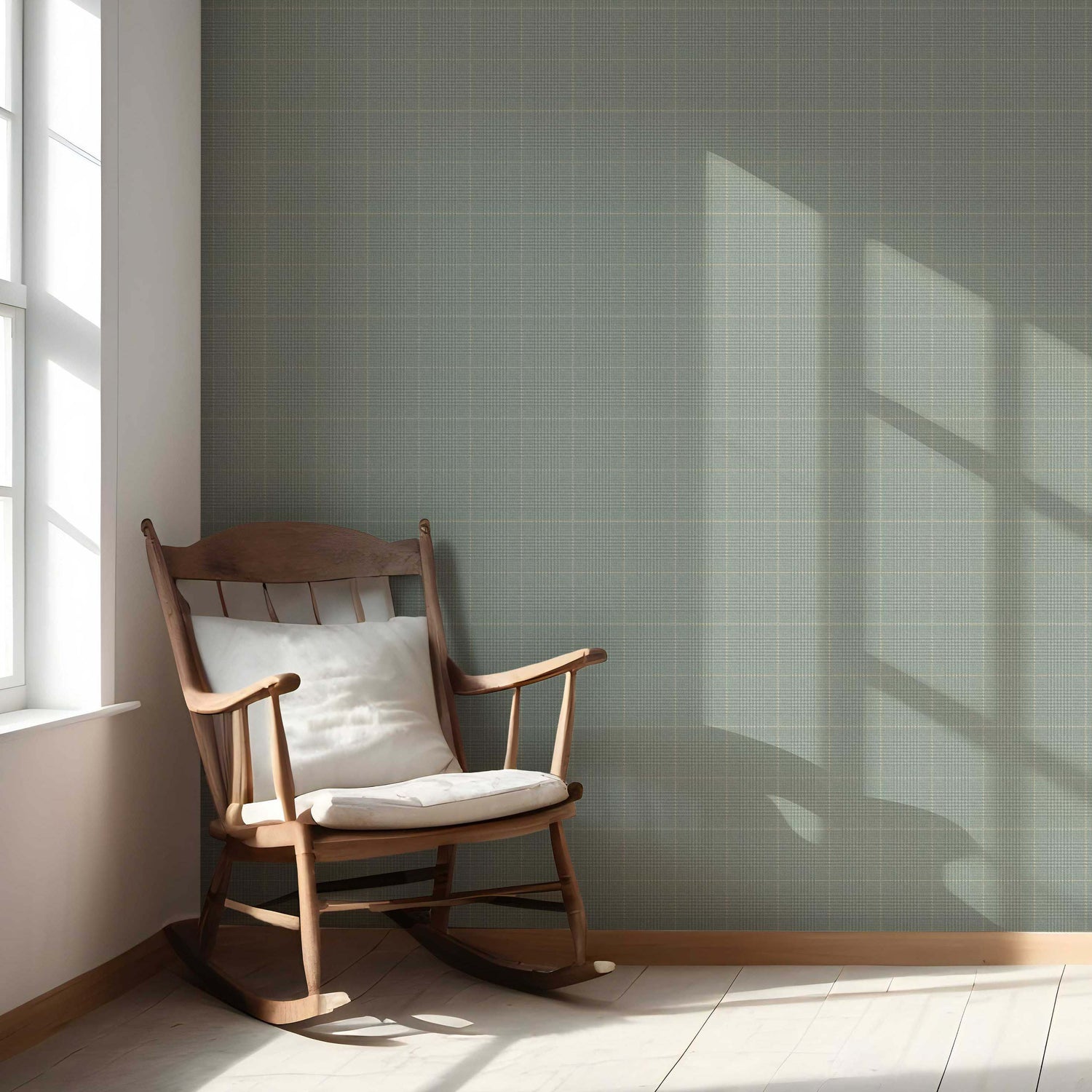 Textured Check/ Geometric Nursery Wallpaper (Sage Green)