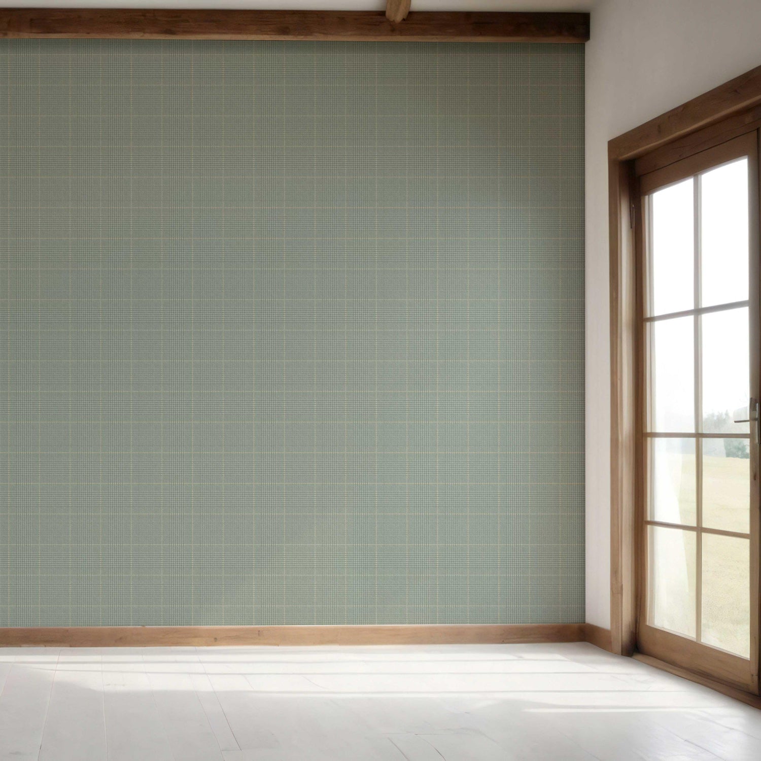 Textured Check/ Geometric Bedroom Wallpaper (Sage Green)