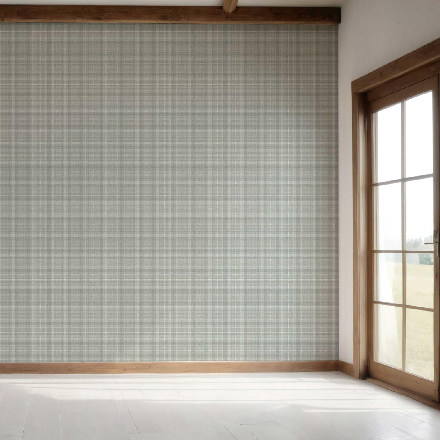 Neutral Textured Check/ Geometric Bedroom Wallpaper (Sage Grey)