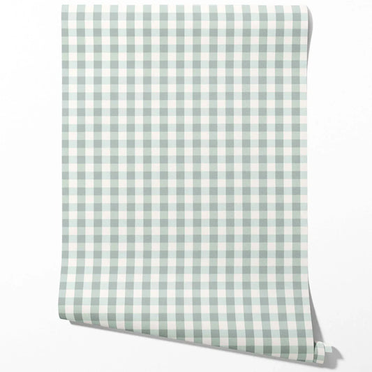 Geometric Gingham Traditional Wallpaper (Powder Blue)