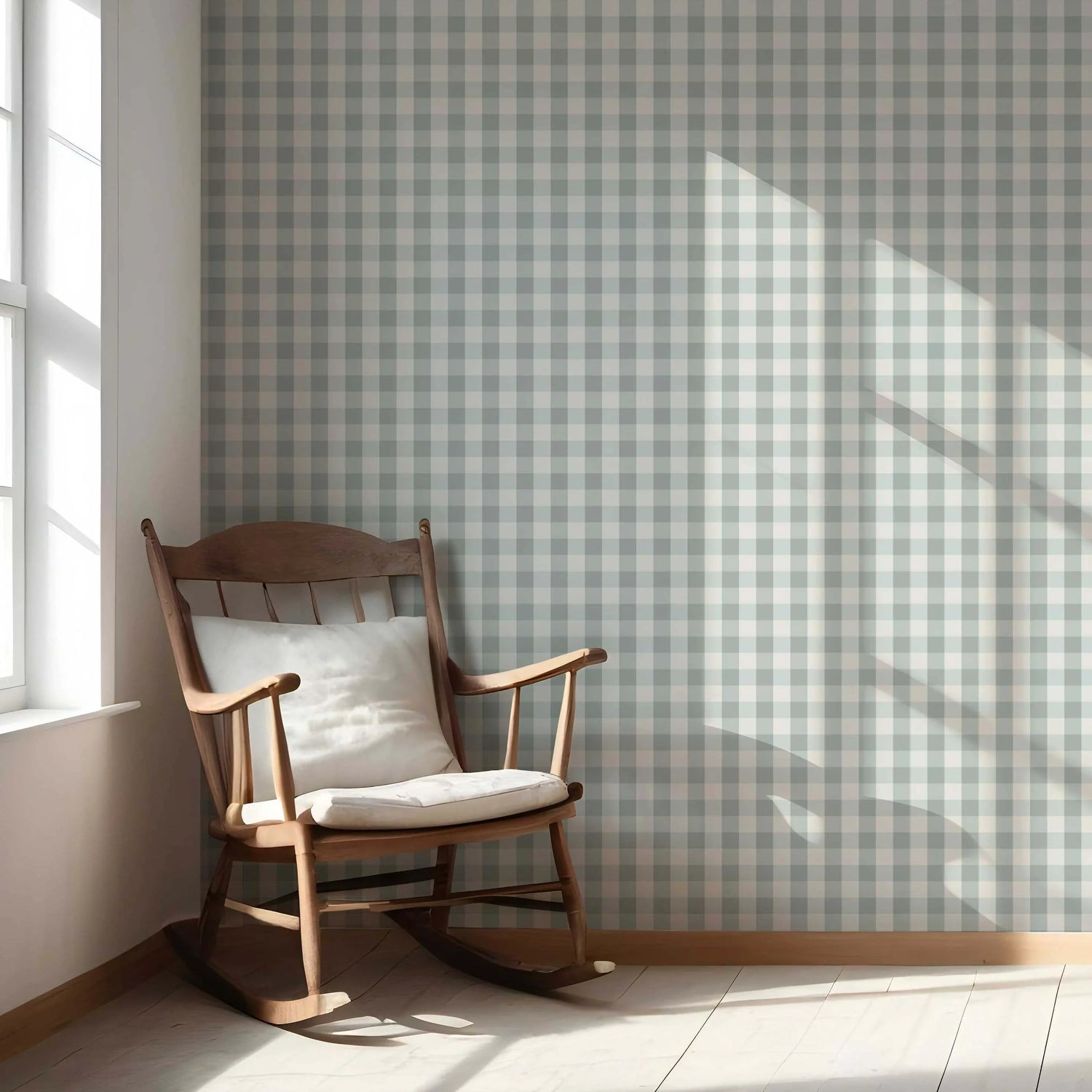 Geometric Gingham Nursery Wallpaper (Powder Blue)