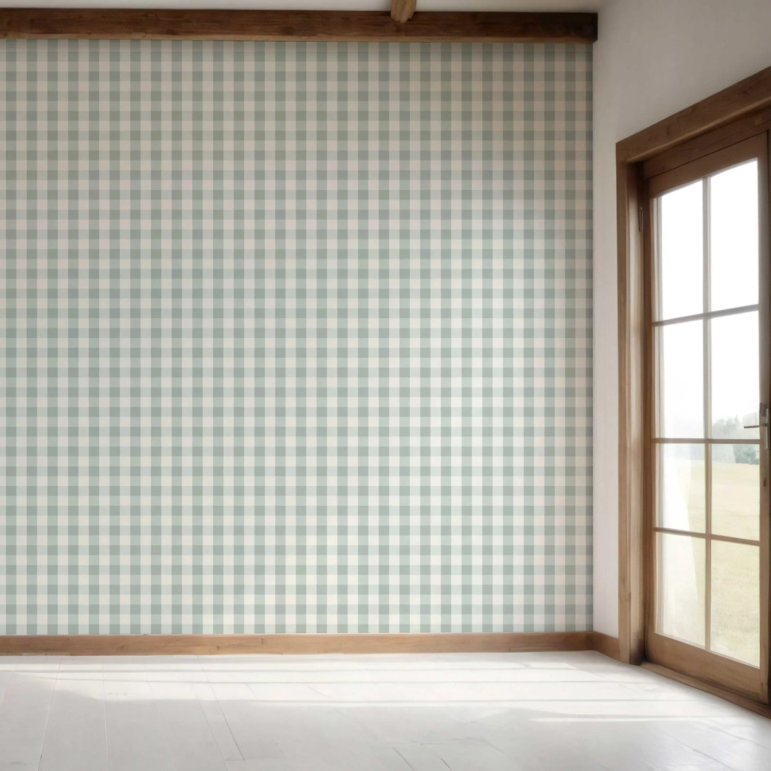 Geometric Gingham Bedroom Wallpaper (Powder Blue)