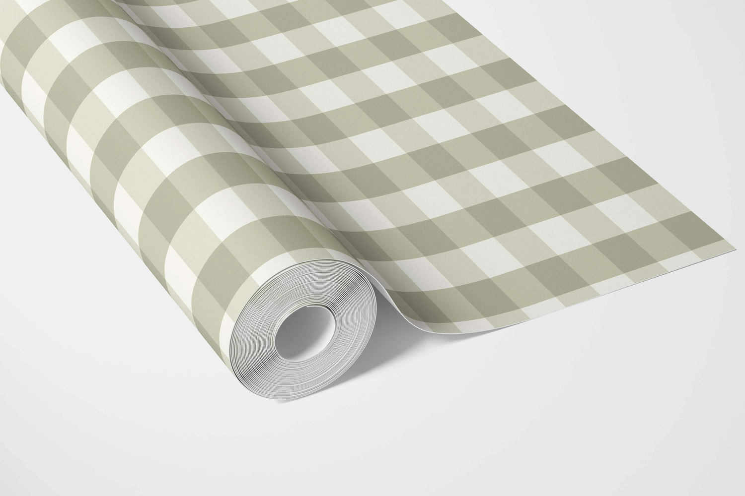 Geometric Gingham Bathroom Wallpaper (Olive Green)