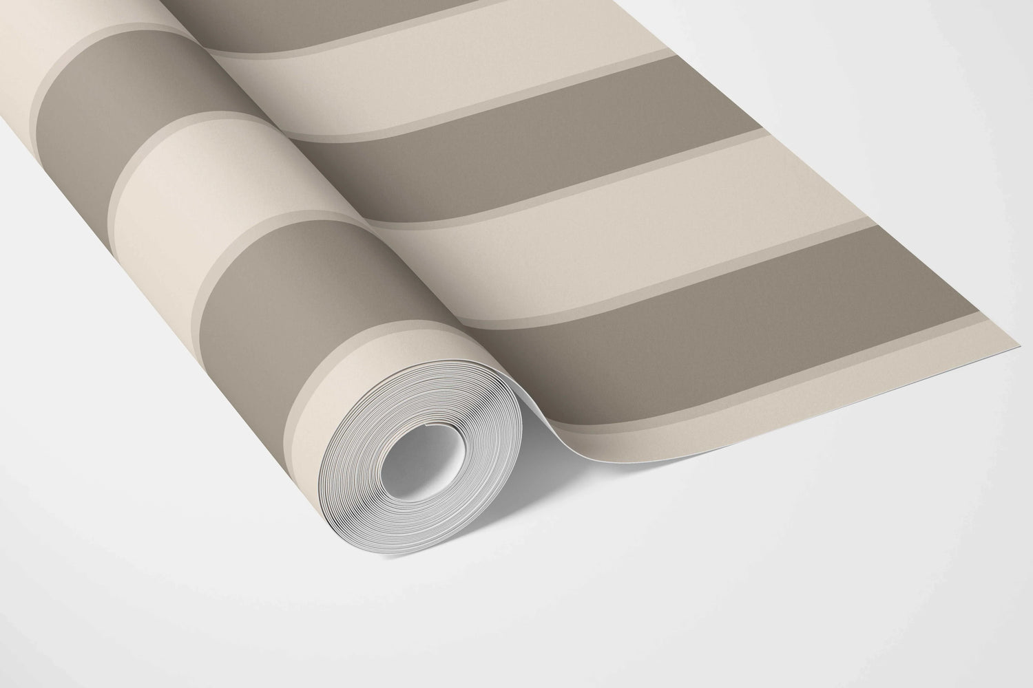 Neutral Geometric Striped Bathroom Wallpaper (Cream/ Taupe Grey/ Brown)