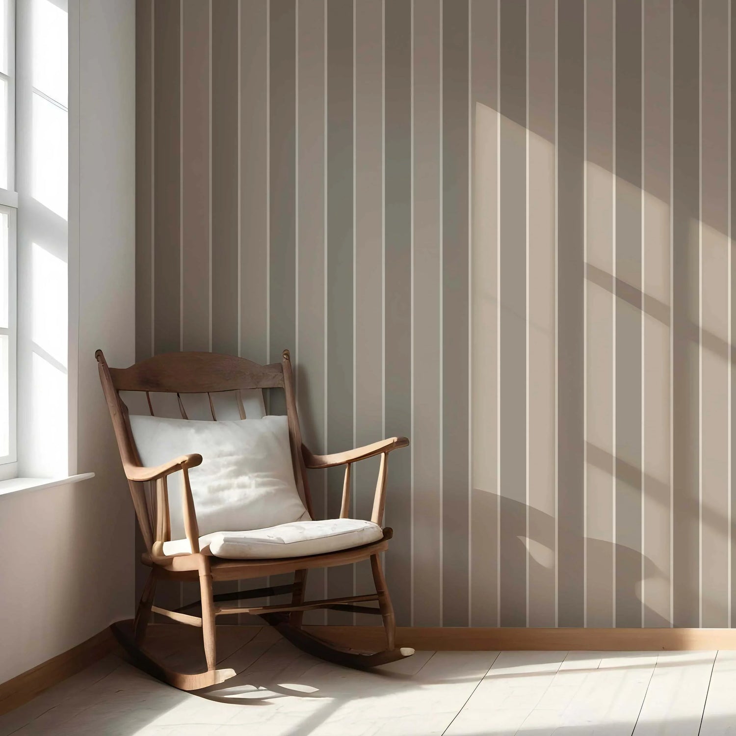 Neutral Geometric Striped Living Room Wallpaper (Taupe Grey/ Brown)