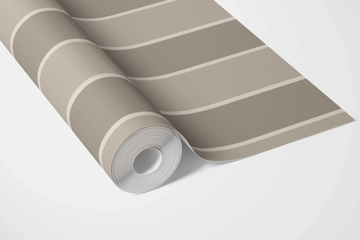 Neutral Geometric Striped Nursery Wallpaper (Taupe Grey/ Brown)