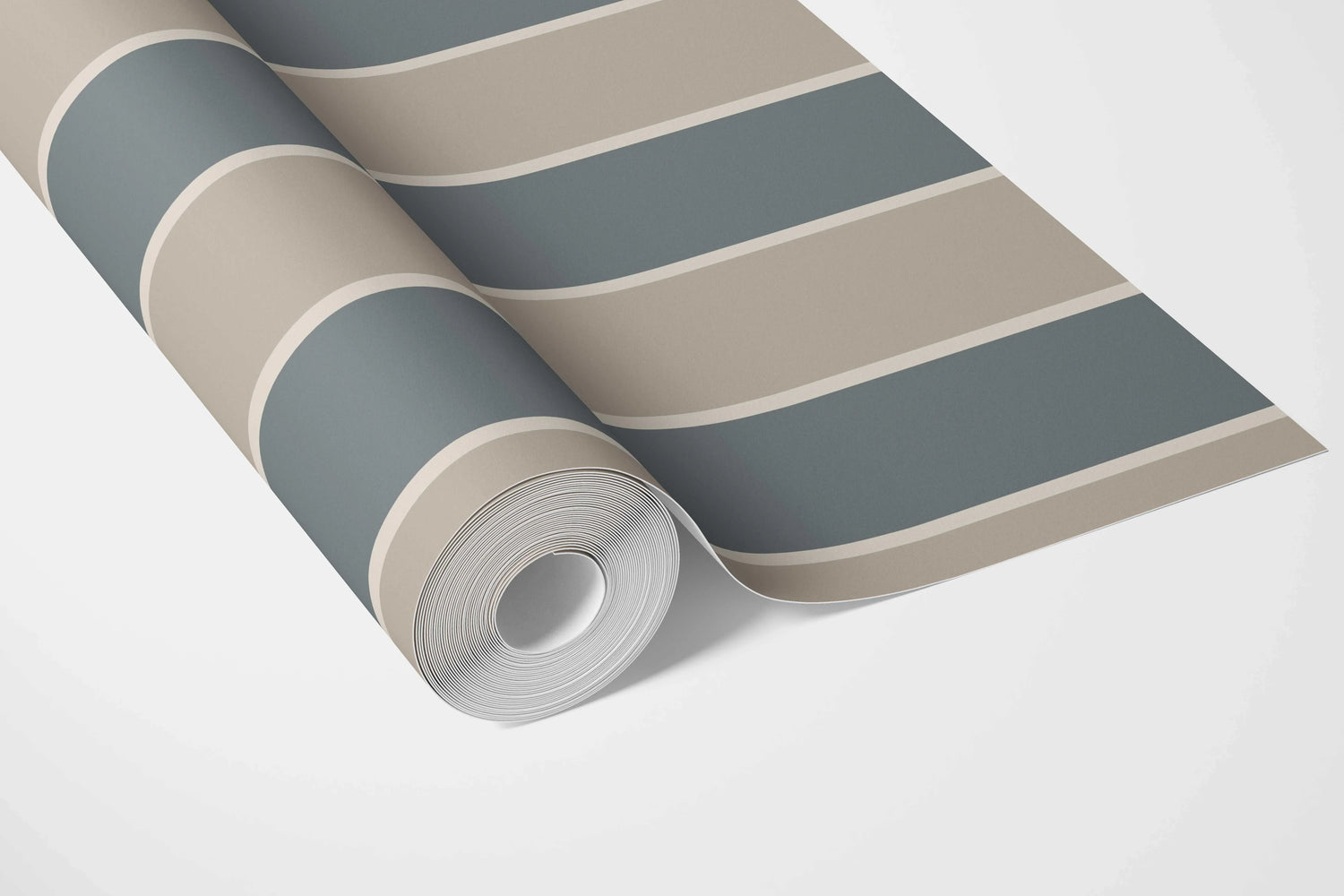 Neutral Geometric Striped Nursery Wallpaper (Stone Blue/ Beige)