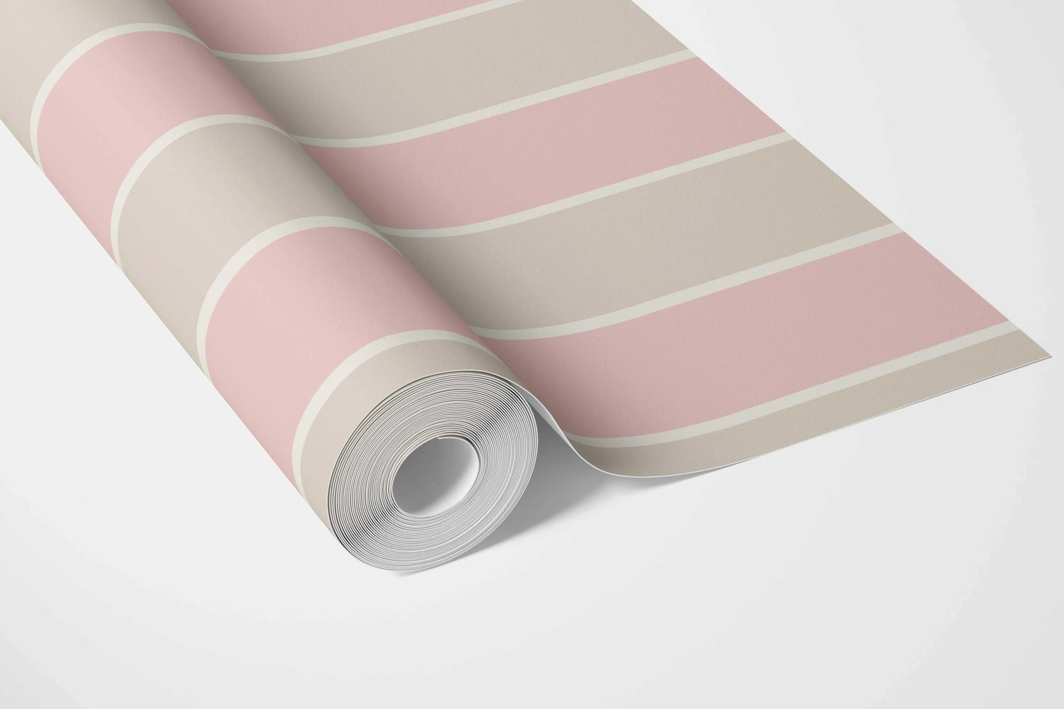 Geometric Striped Nursery Wallpaper (Soft Pink/ Taupe)