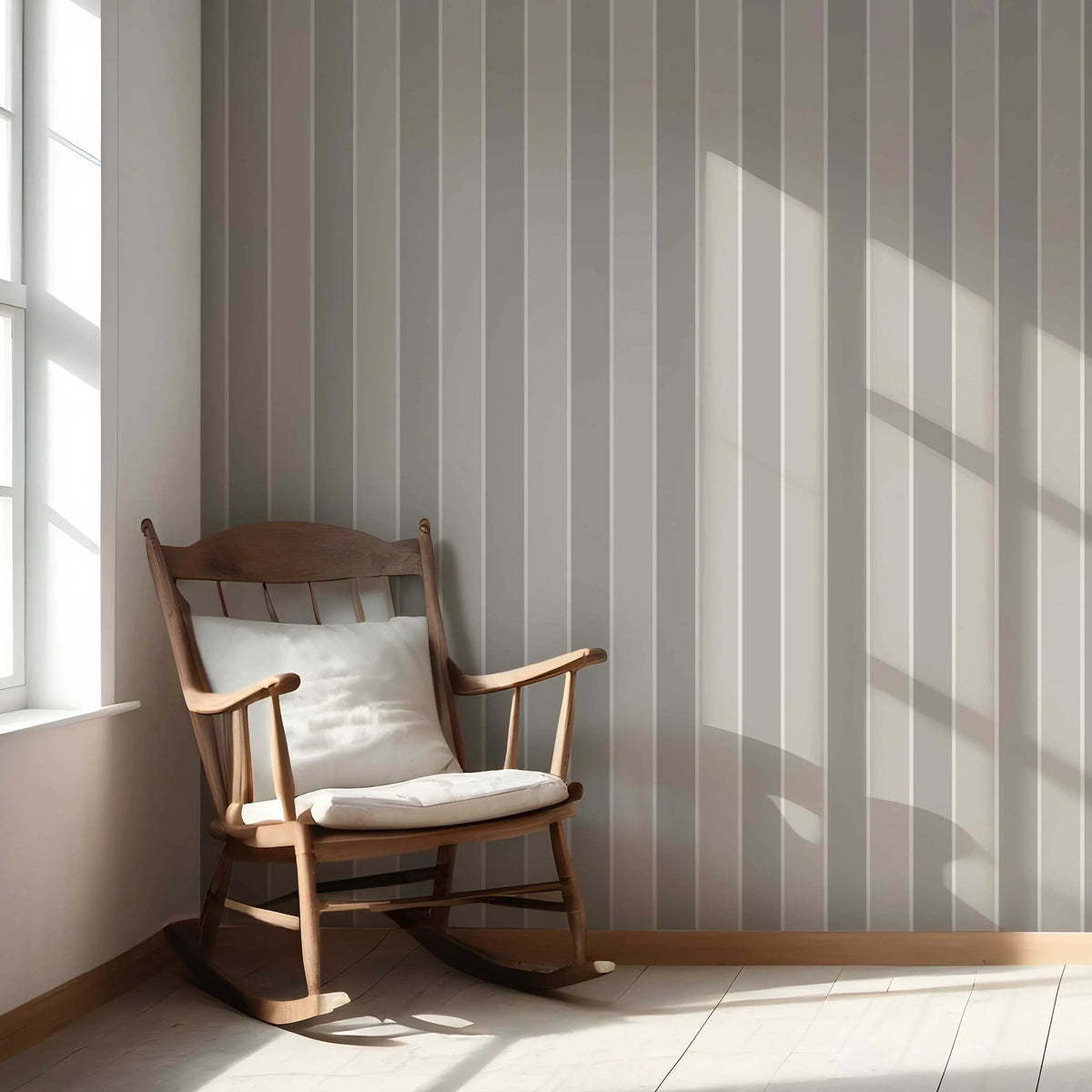 Neutral Geometric Striped Living Room Wallpaper (Grey/ Beige/ Taupe)