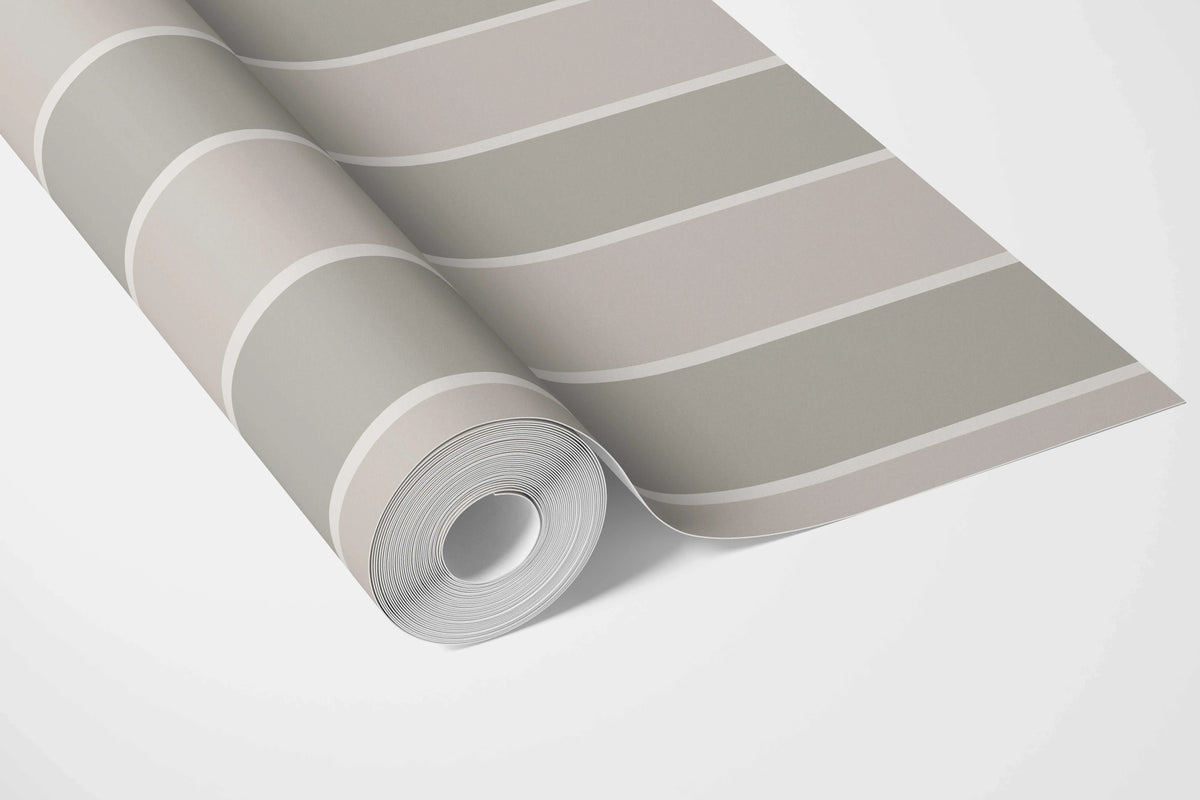 Neutral Geometric Striped Nursery Wallpaper (Grey/ Beige/ Taupe)