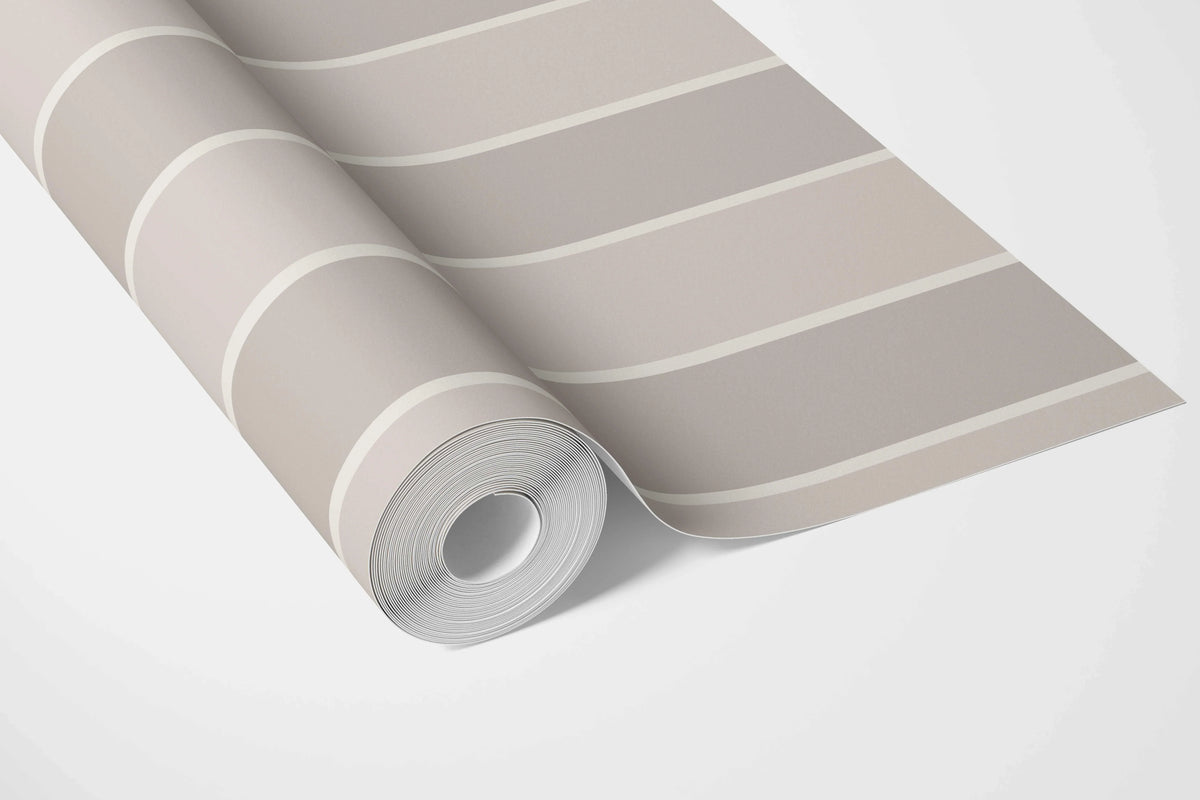 Neutral Geometric Striped Nursery Wallpaper (Beige/ Greige/ Taupe)