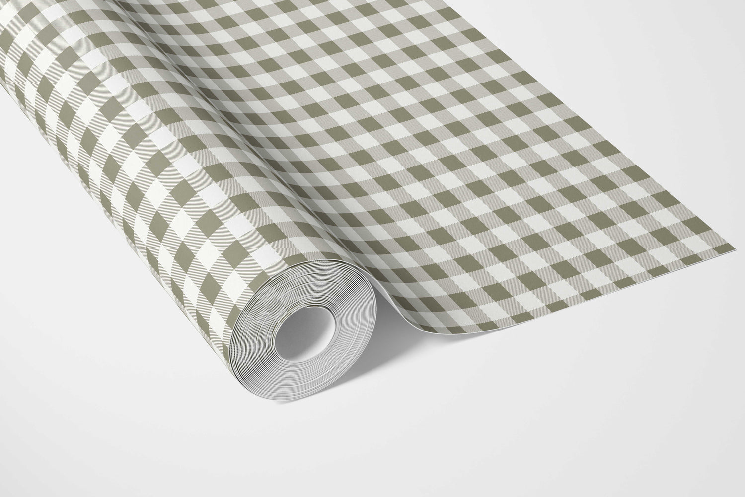 Gingham Checkered Bathroom Wallpaper (Olive Green)