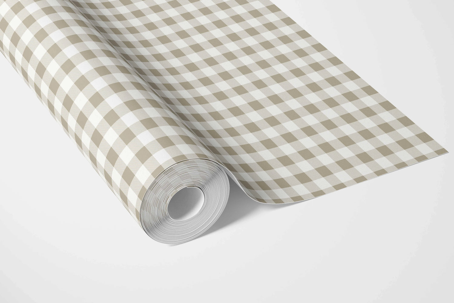 Neutral Gingham Checkered Bathroom Wallpaper (Beige)