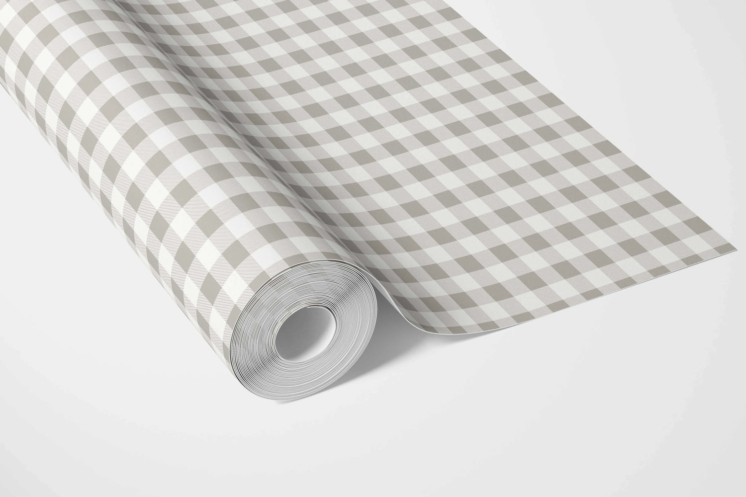 Neutral Gingham Checkered Bathroom Wallpaper (Grey)