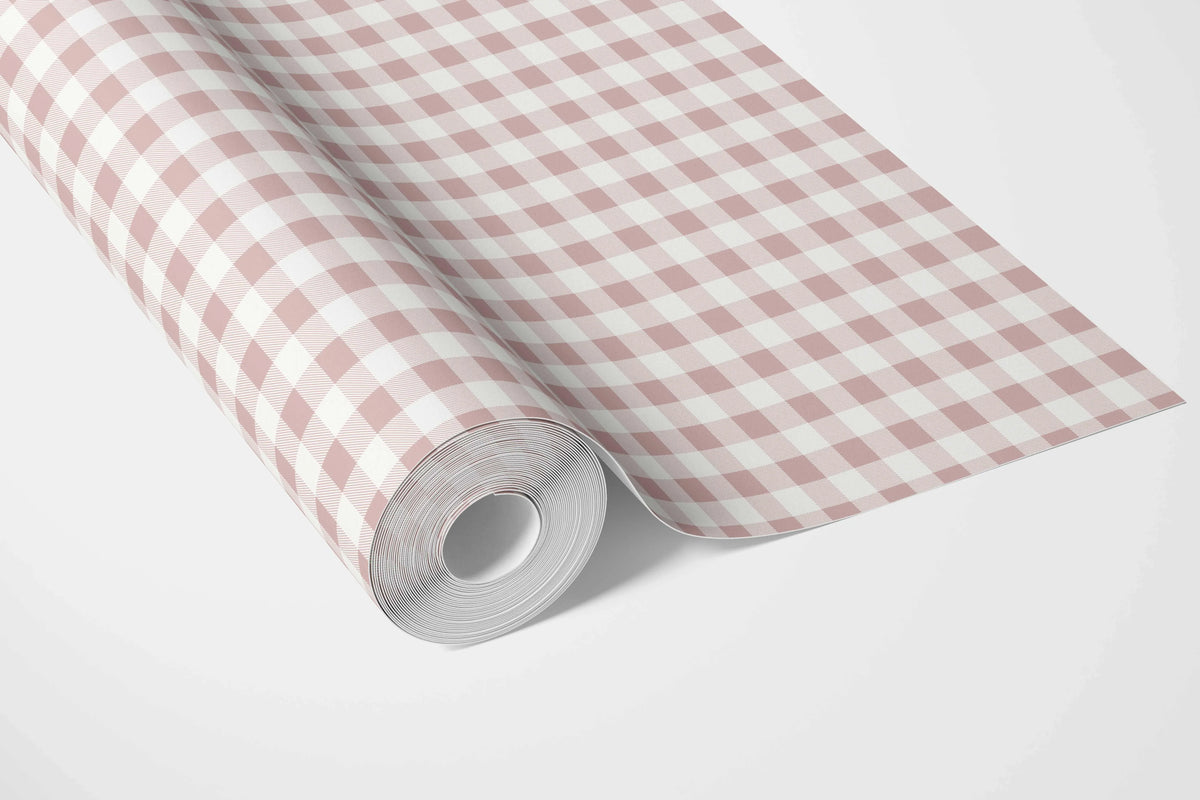 Gingham Checkered Bathroom Wallpaper (Pink)