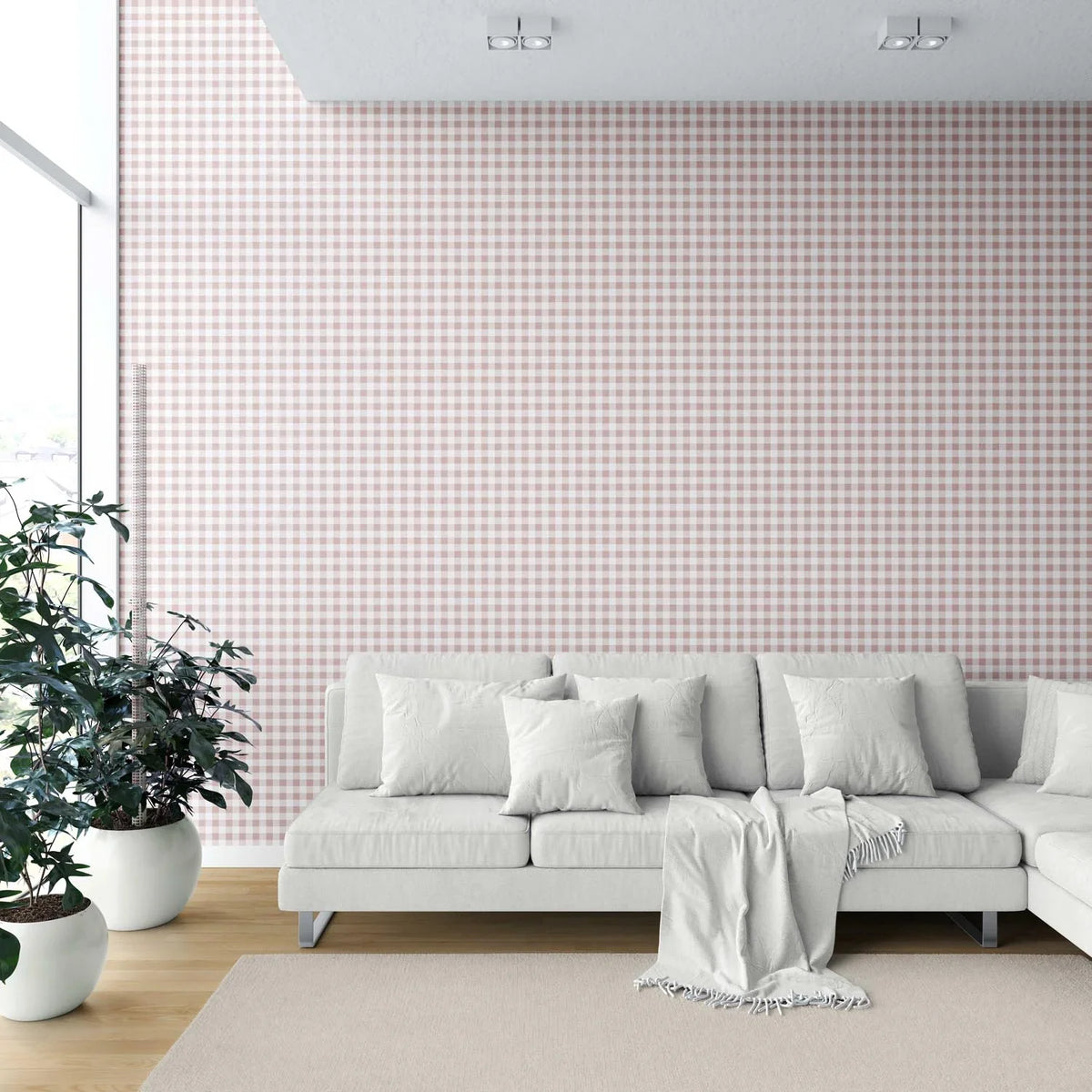 Gingham Checkered Shower Toilet Wallpaper (Pink)