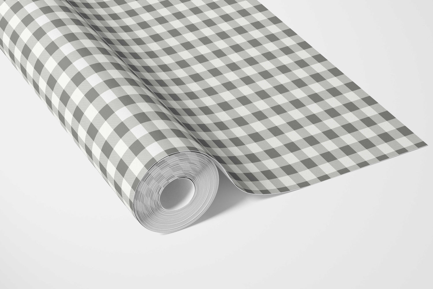 Neutral Gingham Checkered Bathroom Wallpaper (Grey)