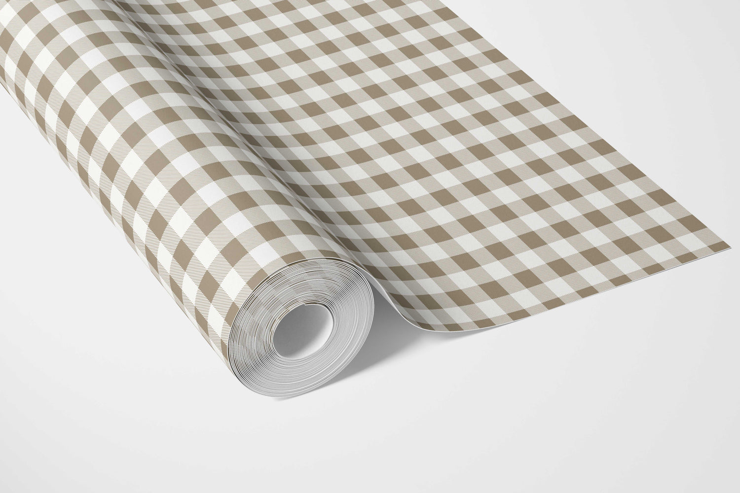 Neutral Gingham Checkered Bathroom Wallpaper (Brown)