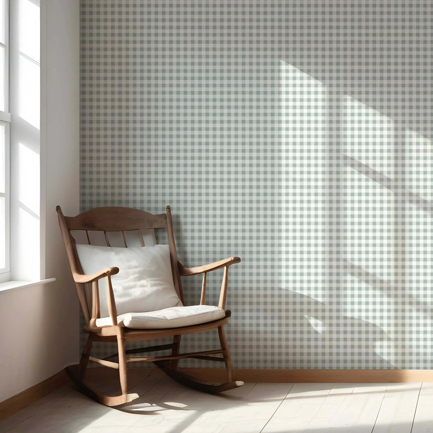 Gingham Checkered Nursery Wallpaper (Duck Egg Blue)
