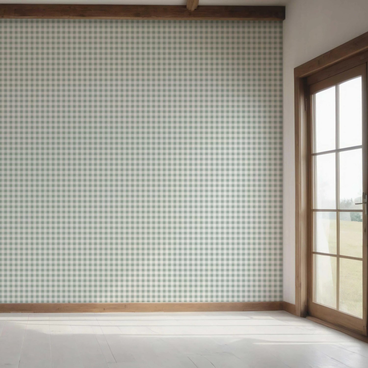 Gingham Checkered Bedroom Wallpaper (Duck Egg Blue)