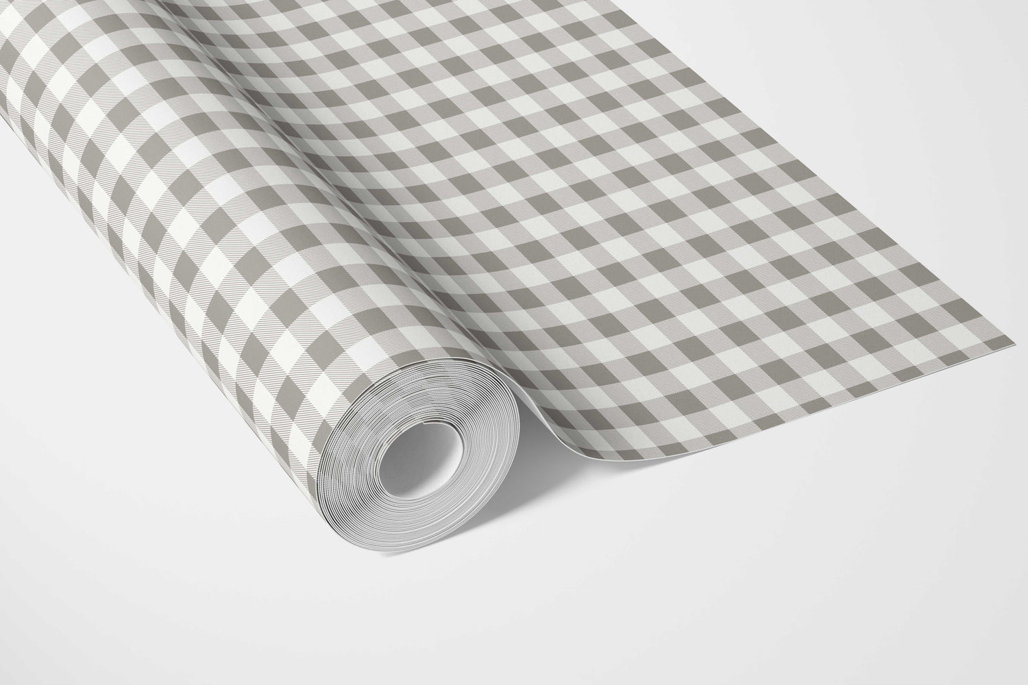 Neutral Gingham Checkered Bathroom Wallpaper (Grey)