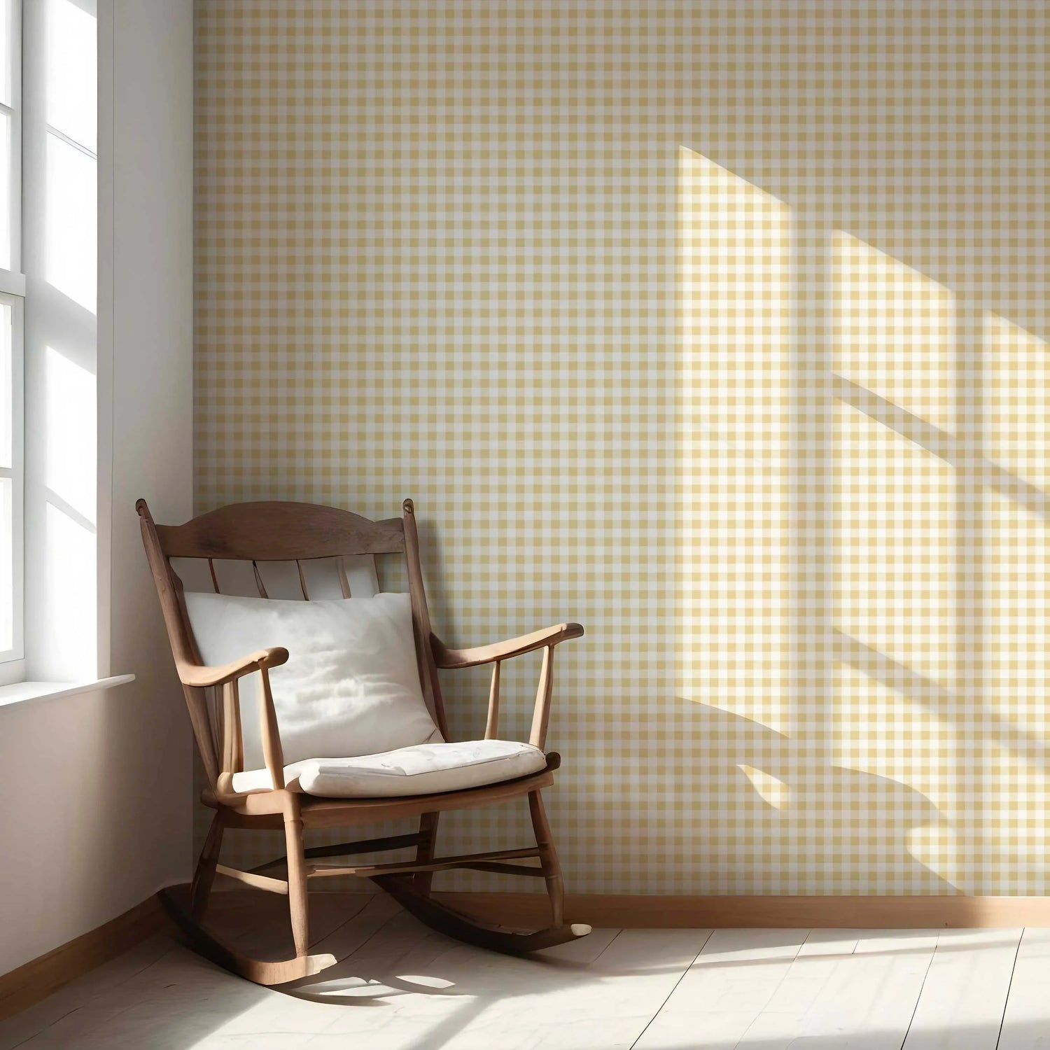 Gingham Checkered Nursery Wallpaper (Yellow)