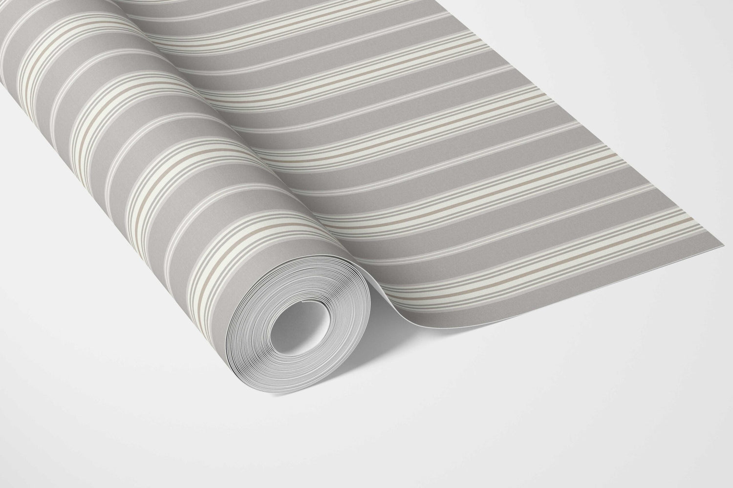 Neutral Geometric Striped Nursery Wallpaper (Grey)