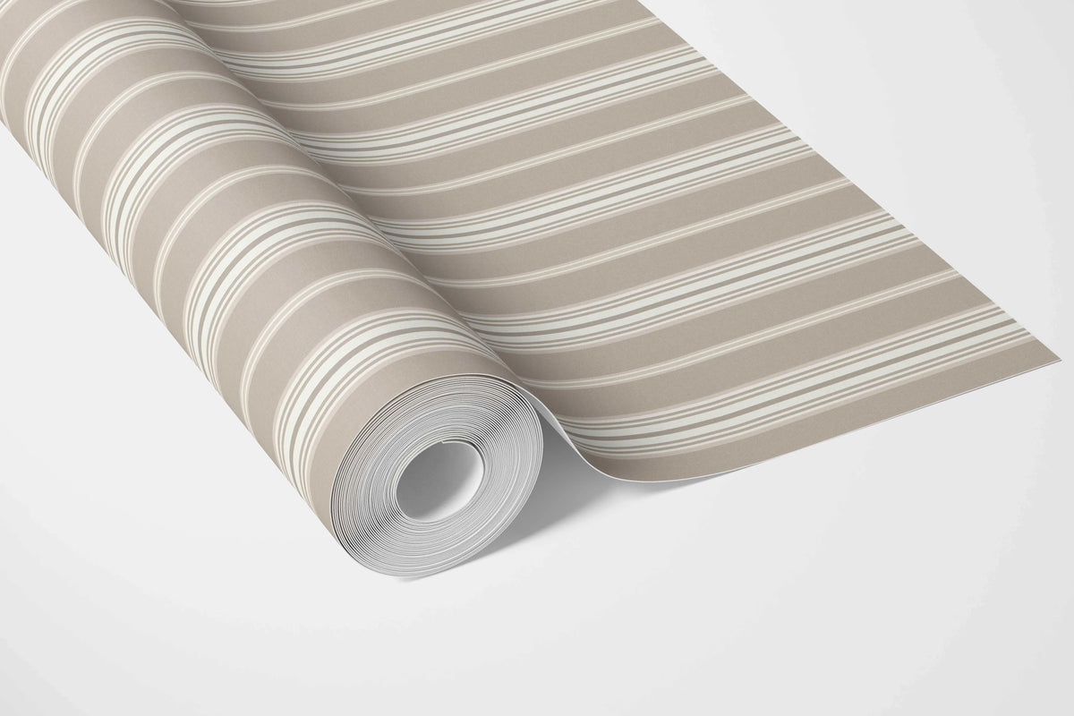 Neutral Geometric Striped Nursery Wallpaper (Brown/ Beige/ Warm Grey)