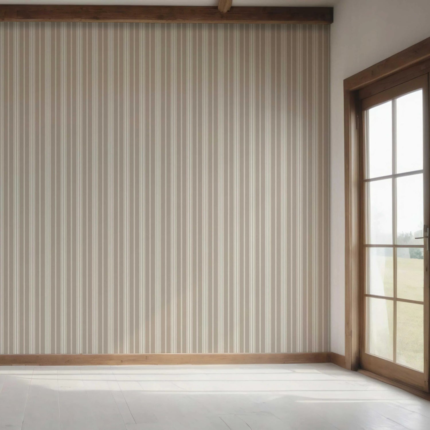 Neutral Geometric Striped Bedroom Wallpaper (Brown/ Beige/ Warm Grey)